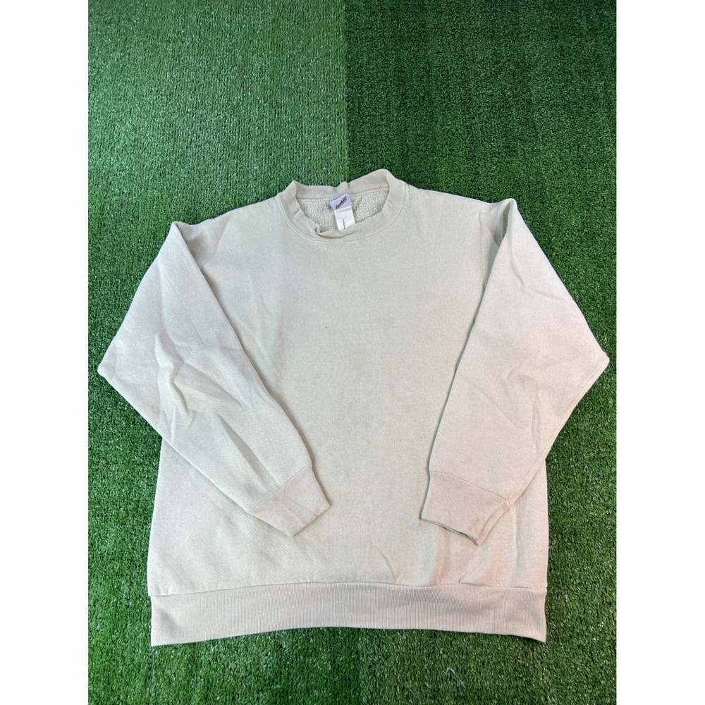 Vintage Franklin‎ Light Tan Crew Neck Long Sleeve Sweatshirt Casual Men's M